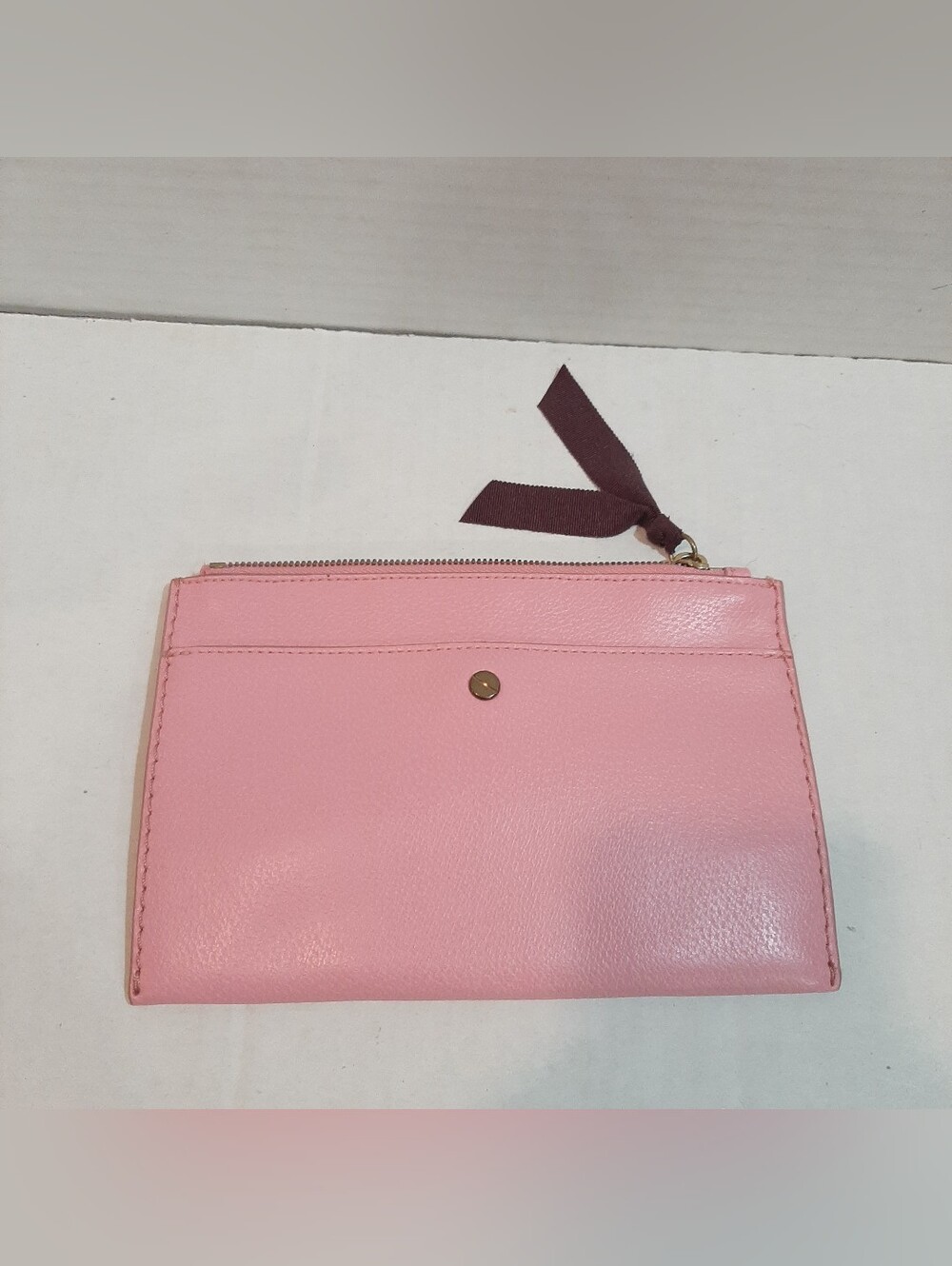 J.Crew pink leather zippered clutch pouch